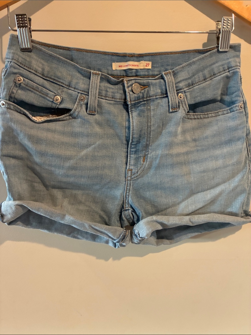 Signature by Levi Strauss Light Blue Rolled Hem Denim Shorts